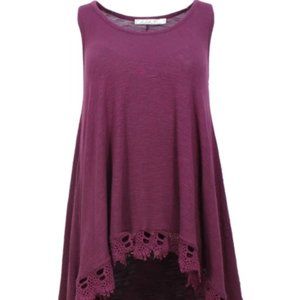 Chloe K Plum Tank/Cami with Lace Detail XS NWOT